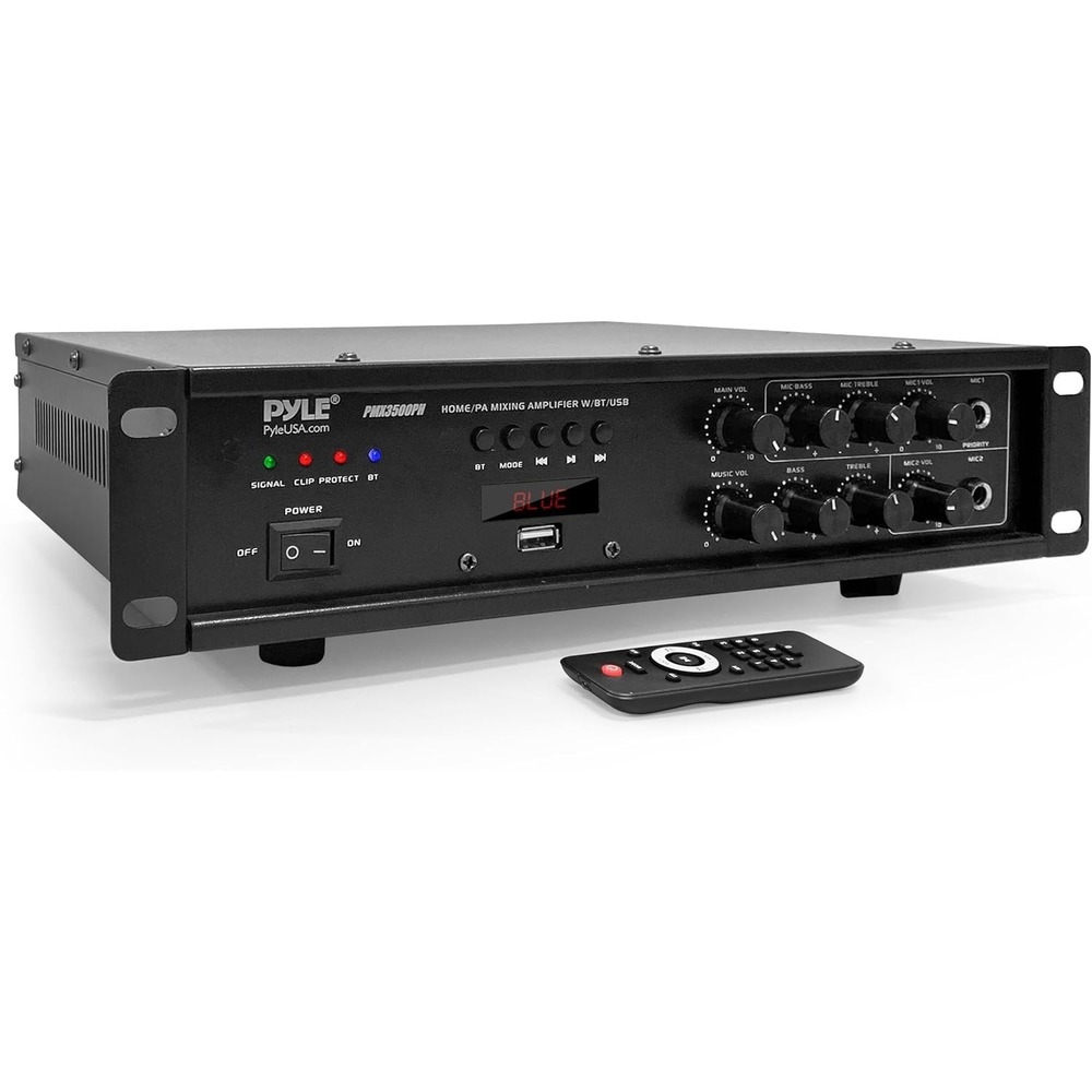 Pyle PMX3500PH 500W Bluetooth PA Mixing Amplifier USB AUX Mic Optical Input‎ 70V